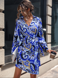 v-neck slim long-sleeved dress
