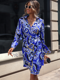 v-neck slim long-sleeved dress