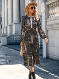 women's round neck slim long sleeve dress