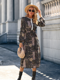 women's round neck slim long sleeve dress