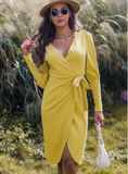 loose long-sleeved floral A-line skirt printed dress