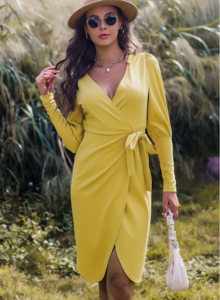loose long-sleeved floral A-line skirt printed dress