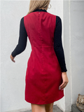 fashion contrast stitching fake two-piece dress