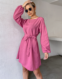 Wooden Ear Long Sleeve Loose Dress