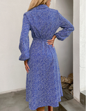 belt A-line skirt printed dress