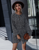 waist slim skirt women's long sleeve floral dress