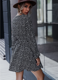 waist slim skirt women's long sleeve floral dress