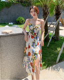 Trendy Backless High Slit Floral Maxi Slip Dress