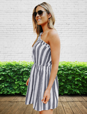 Striped diagonal shoulder dress