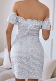 One-shoulder bubble sleeve A-line dress