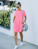 Solid color irregular tennis short sleeve dress T-shirt skirt