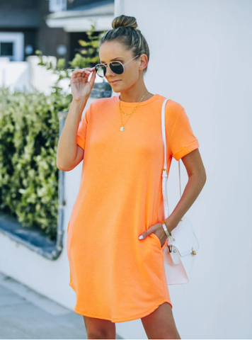 Solid color irregular tennis short sleeve dress T-shirt skirt