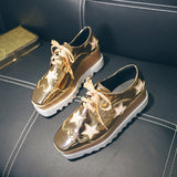 Fathion Rose Gold Star Patch Patent Leather