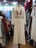 Cotton and linen embroidered dress tourist beach skirt