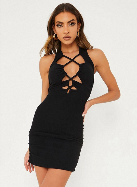 Hollow sexy elastic tight hip rope dress