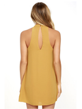 V-neck sleeveless solid color A chiffon dress