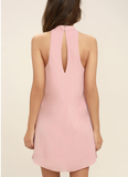 V-neck sleeveless solid color A chiffon dress