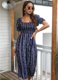 printed foam sleeve rayon dress