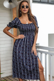 printed foam sleeve rayon dress