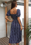 printed foam sleeve rayon dress