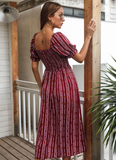 printed foam sleeve rayon dress