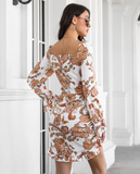 printed word collar ruffled skirt