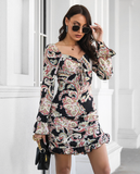 printed word collar ruffled skirt