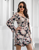 printed word collar ruffled skirt