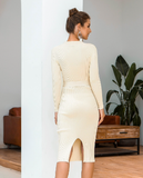 Long-sleeved single-breasted knitted hip-wrapped sweater skirt