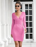 long sexy V-neck hip knitted sweater skirt