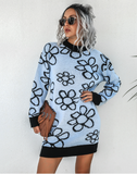 fashion flower knitted dress