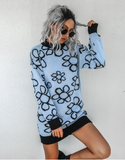 fashion flower knitted dress