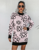 fashion flower knitted dress