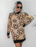 fashion flower knitted dress
