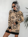 fashion flower knitted dress