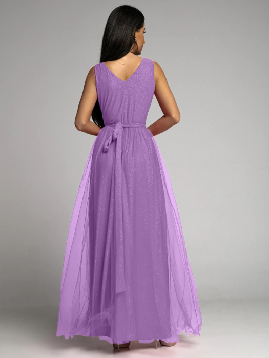 2023 Sexy V-neck waist slim split big swing shiny dress – Ncocon