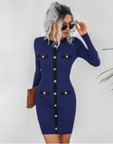 rivet long sleeve knitted jumpsuit hip skirt