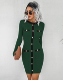rivet long sleeve knitted jumpsuit hip skirt