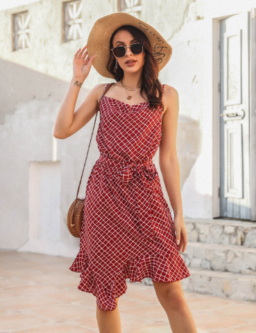 Strap Stripe Irregular Dress