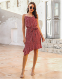 Strap Stripe Irregular Dress