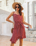 Strap Stripe Irregular Dress
