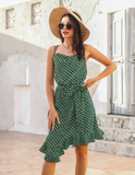 Strap Stripe Irregular Dress