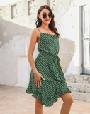 Strap Stripe Irregular Dress