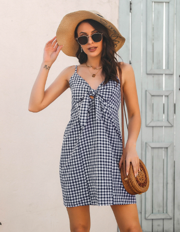 suspender plaid dress