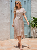Fashion V-neck flounced floral dress