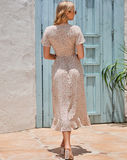 Fashion V-neck flounced floral dress