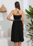 hollow V-neck backless elegant sling dress