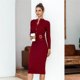 Fashion Women's Sexy Turtleneck Bodycon Solid Slim Dress