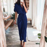 Summer V Neck Lace Up Button Bodycon Shirt Dresses