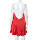 Chain Sling Cutout Satin Sexy Sleeveless Backless Ruffle Hem Female Dresses